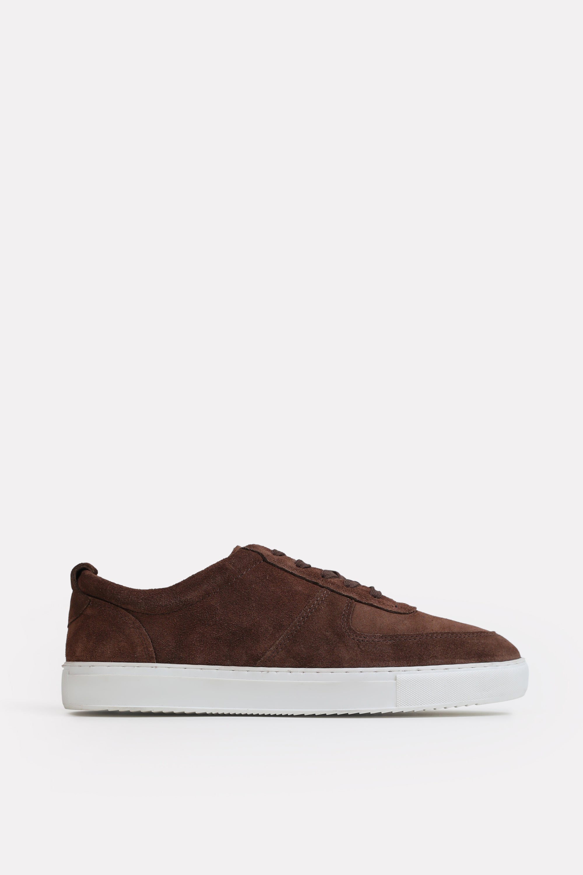 Brown essence suede trainer in leather, by SOLA Pakistan.