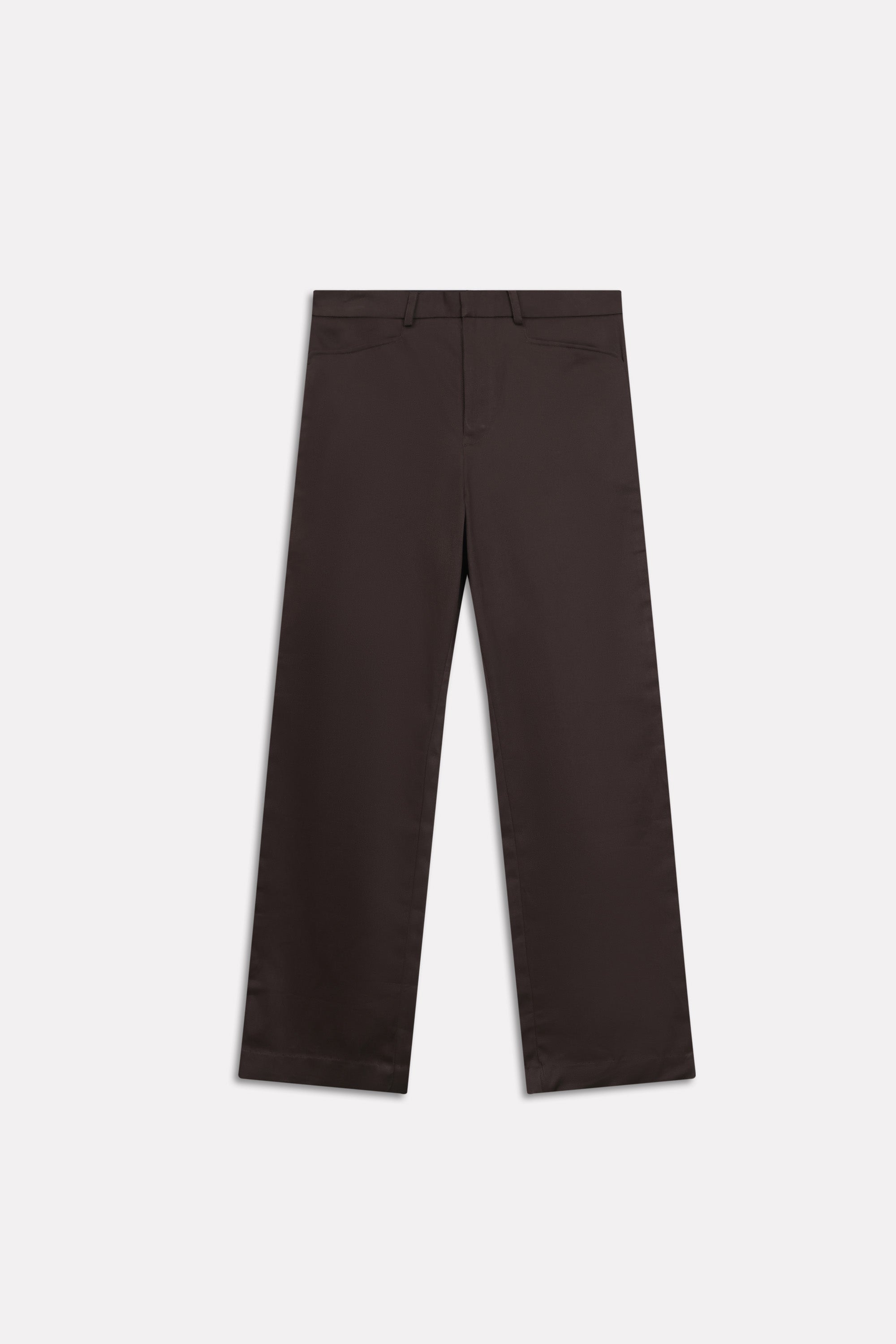 Brown (turkish coffee) straight fit cotton trouser, alternate angle, by SOLA Pakistan.