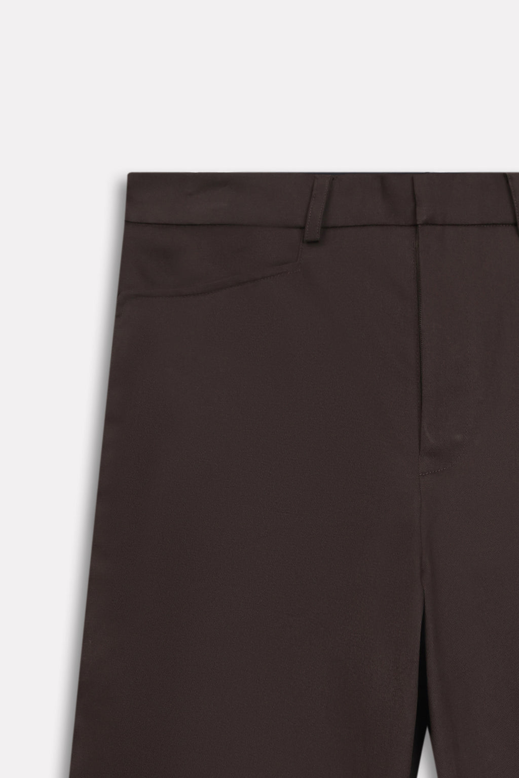 Texture and fabric detail, brown (turkish coffee) straight fit cotton trouser, by SOLA Pakistan.