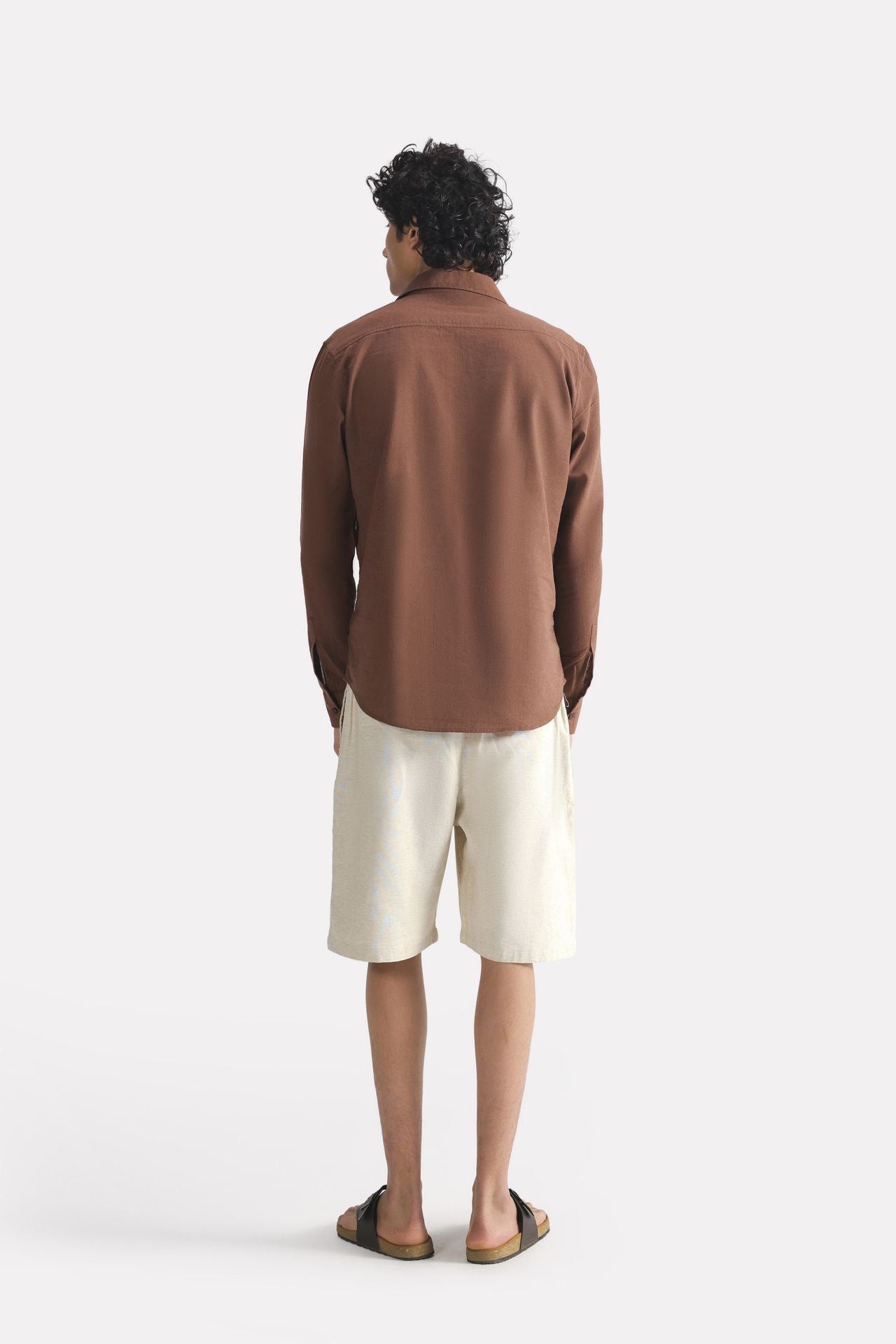 Flat lay of the chocolate brown premium cotline shirt, by SOLA Pakistan.