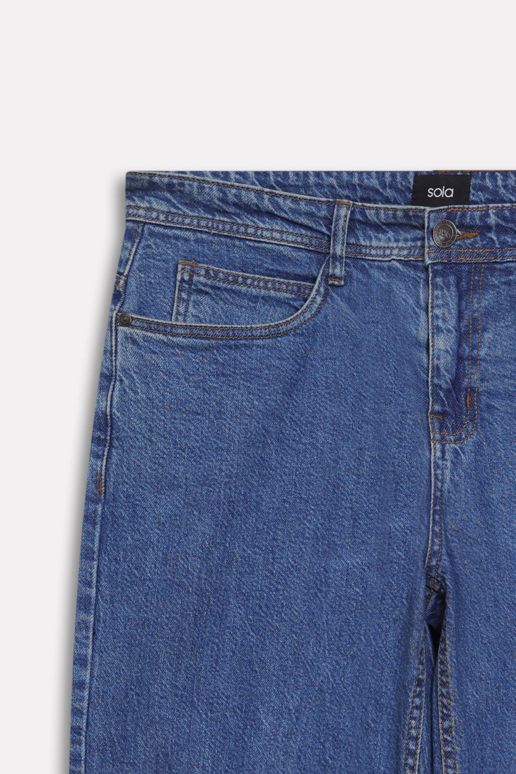 Dark blue loose fit jeans, alternate angle, by SOLA Pakistan.