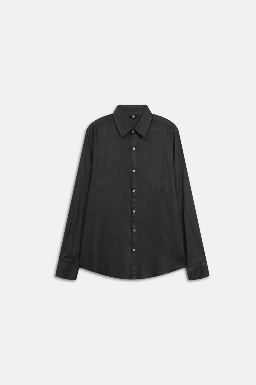 Dark green (charcoal green) state flow button down shirt, alternate angle, by SOLA Pakistan.