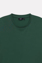 Additional view of the dark green regular fit crew neck t-shirt, by SOLA Pakistan.