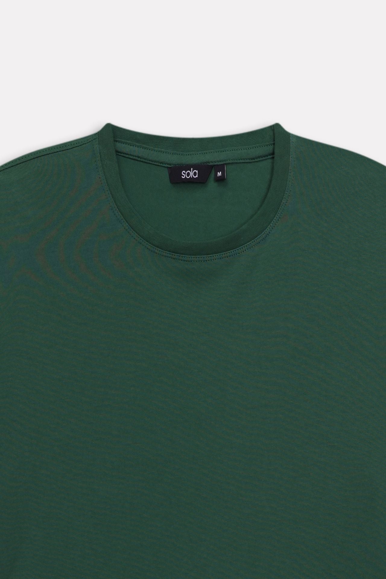 Additional view of the dark green regular fit crew neck t-shirt, by SOLA Pakistan.
