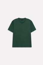 Dark green regular fit crew neck t-shirt, alternate angle, by SOLA Pakistan.