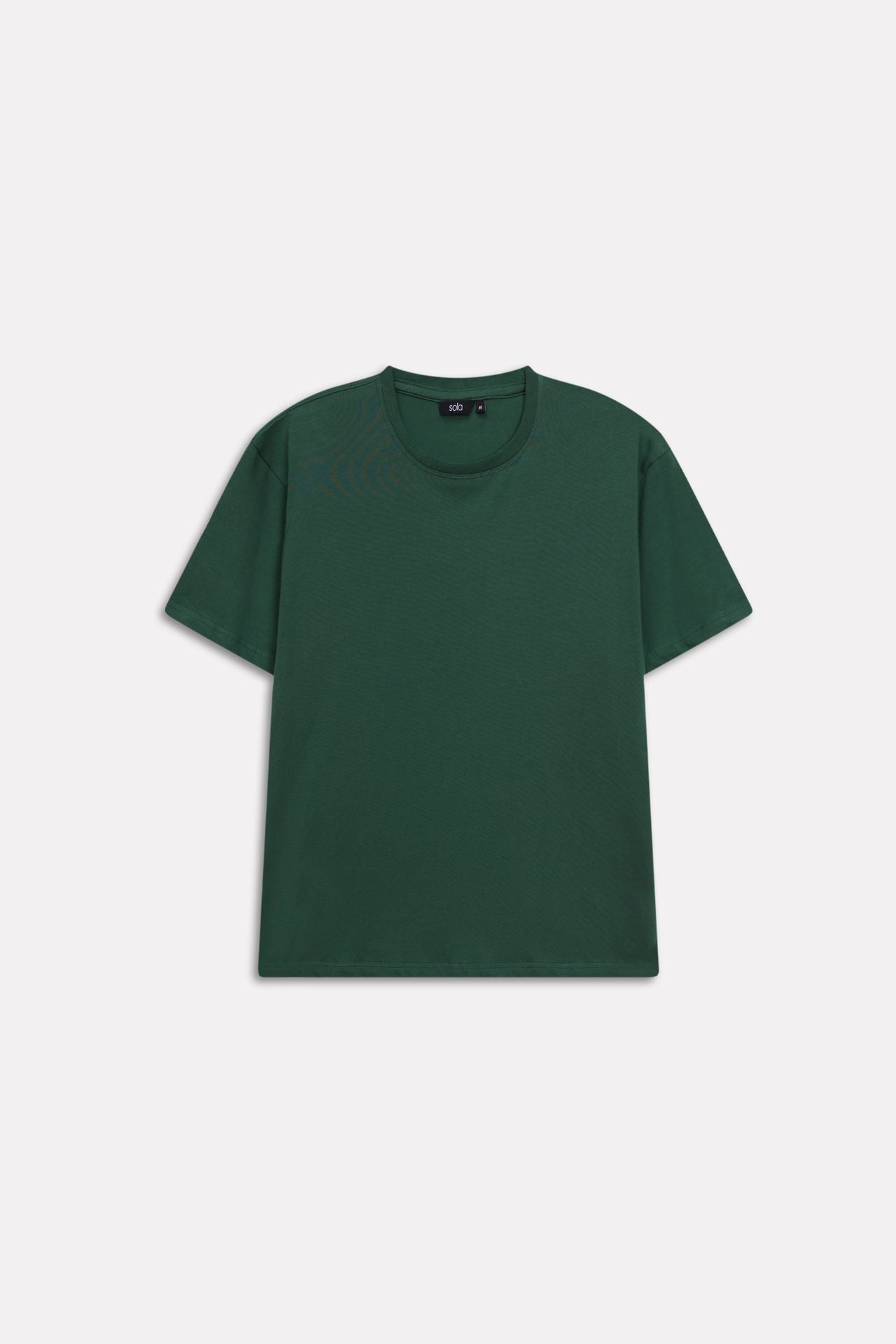 Dark green regular fit crew neck t-shirt, alternate angle, by SOLA Pakistan.