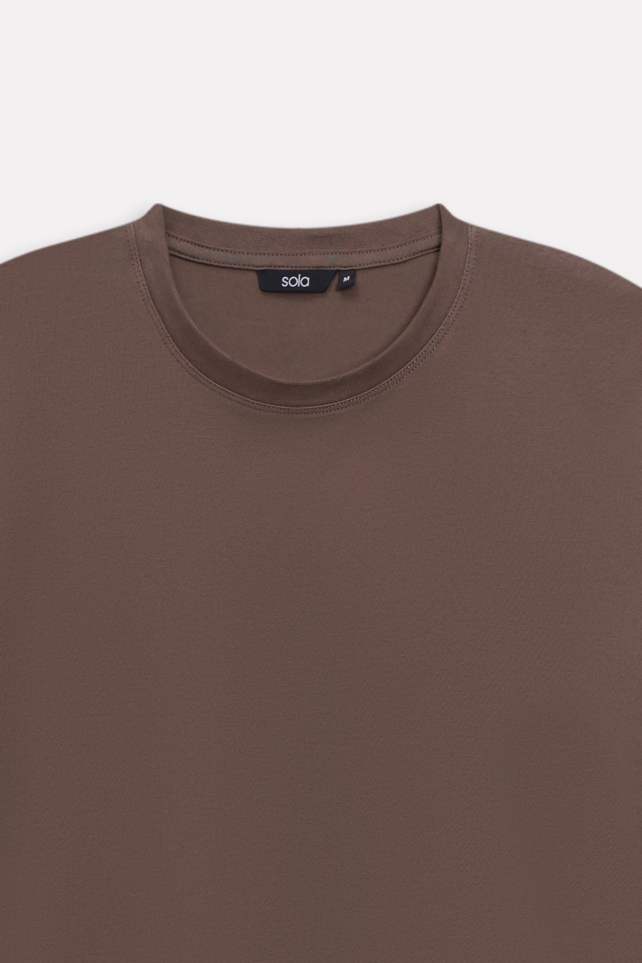 Additional view of the dark grey (darkmole) regular fit crew neck t-shirt, by SOLA Pakistan.