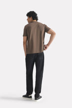 Dark grey (darkmole) regular fit crew neck t-shirt, alternate angle, by SOLA Pakistan.