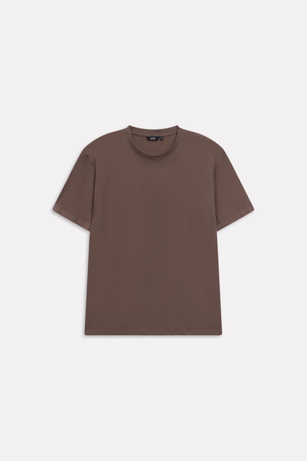 Texture and fabric detail, dark grey (darkmole) regular fit crew neck t-shirt, by SOLA Pakistan.
