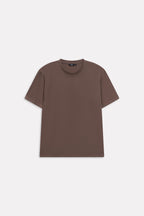 Texture and fabric detail, dark grey (darkmole) regular fit crew neck t-shirt, by SOLA Pakistan.