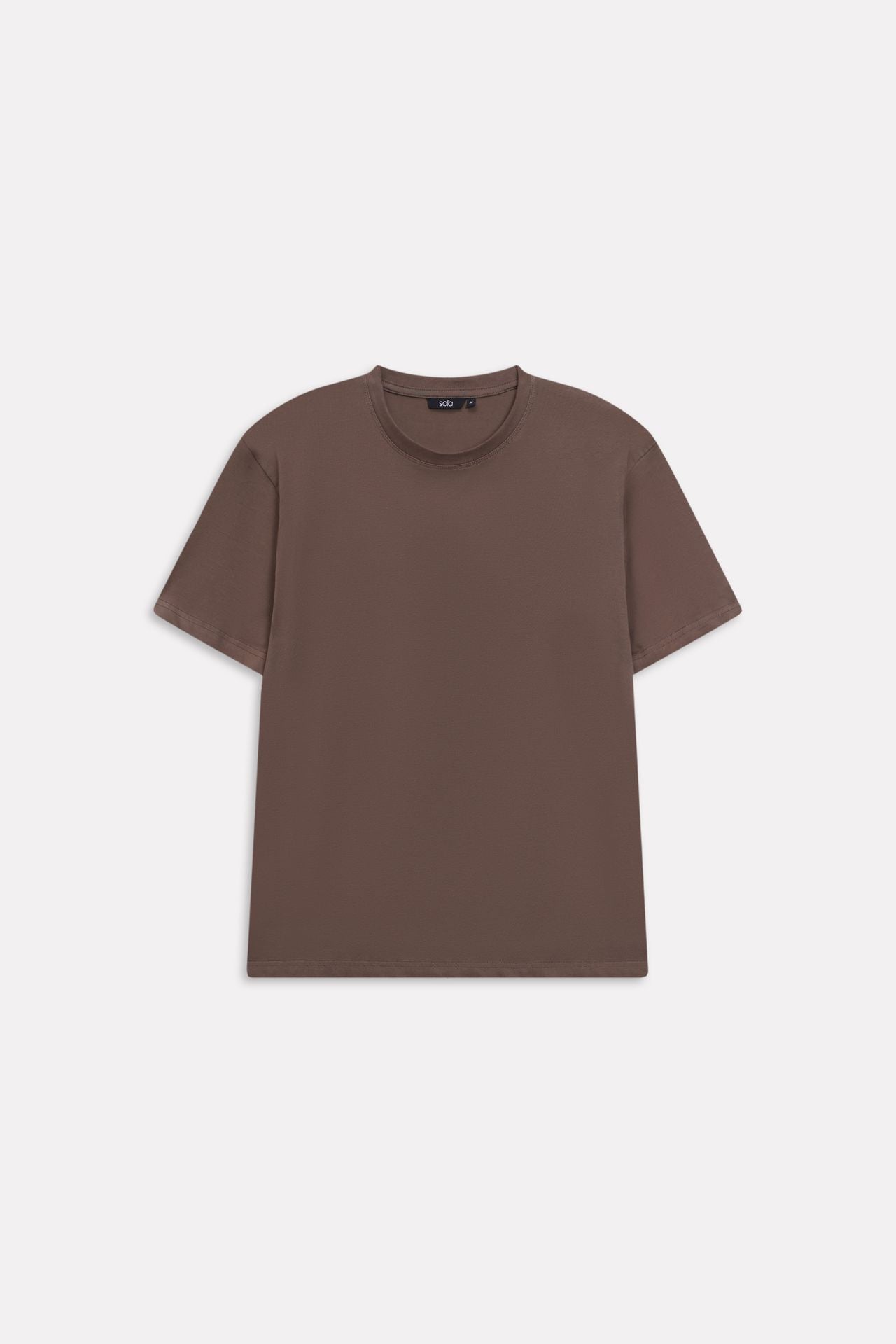Texture and fabric detail, dark grey (darkmole) regular fit crew neck t-shirt, by SOLA Pakistan.