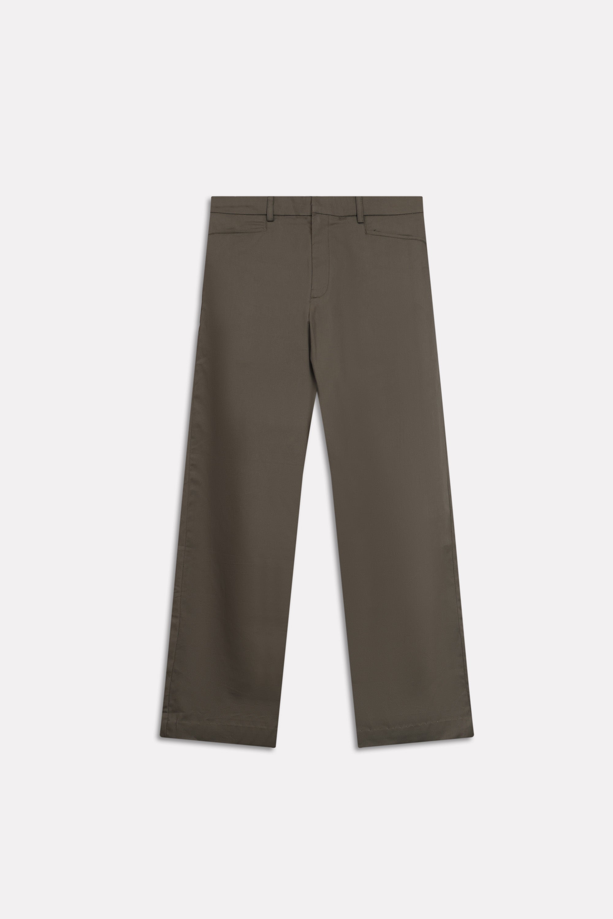 Dark olive straight fit dobby trouser, alternate angle, by SOLA Pakistan.