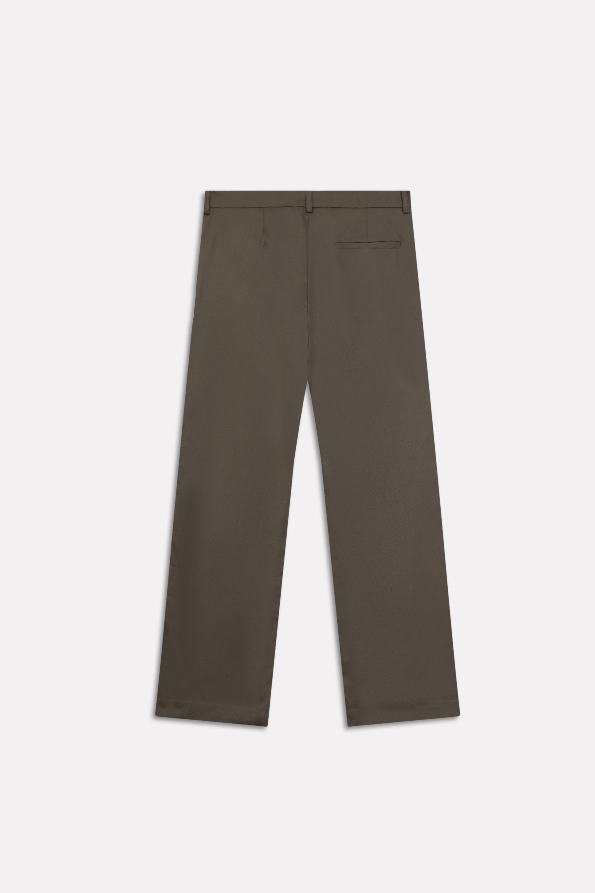 Flat lay of the dark olive straight fit dobby trouser, by SOLA Pakistan.