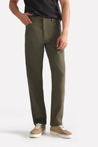 Dark olive straight fit dobby trouser, full styled look, by SOLA Pakistan.