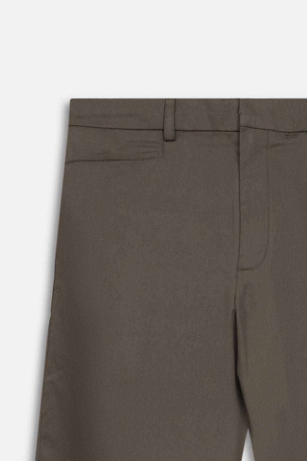 Texture and fabric detail, dark olive straight fit dobby trouser, by SOLA Pakistan.