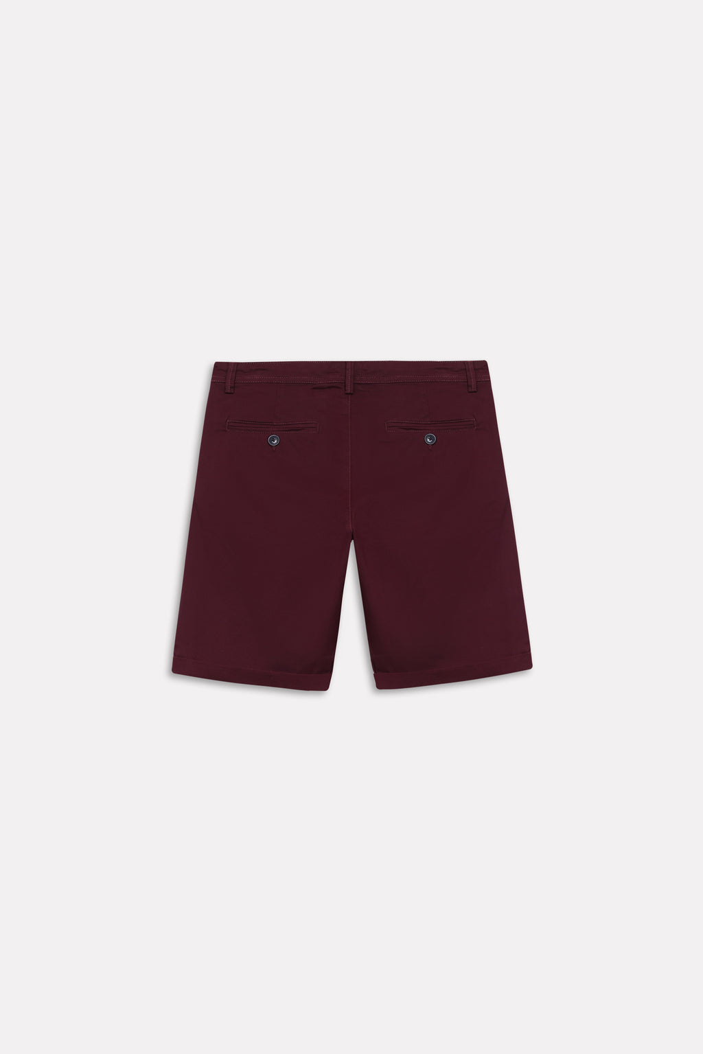 Flat lay of the dark purple (plum) relaxed fit cotton shorts, by SOLA Pakistan.