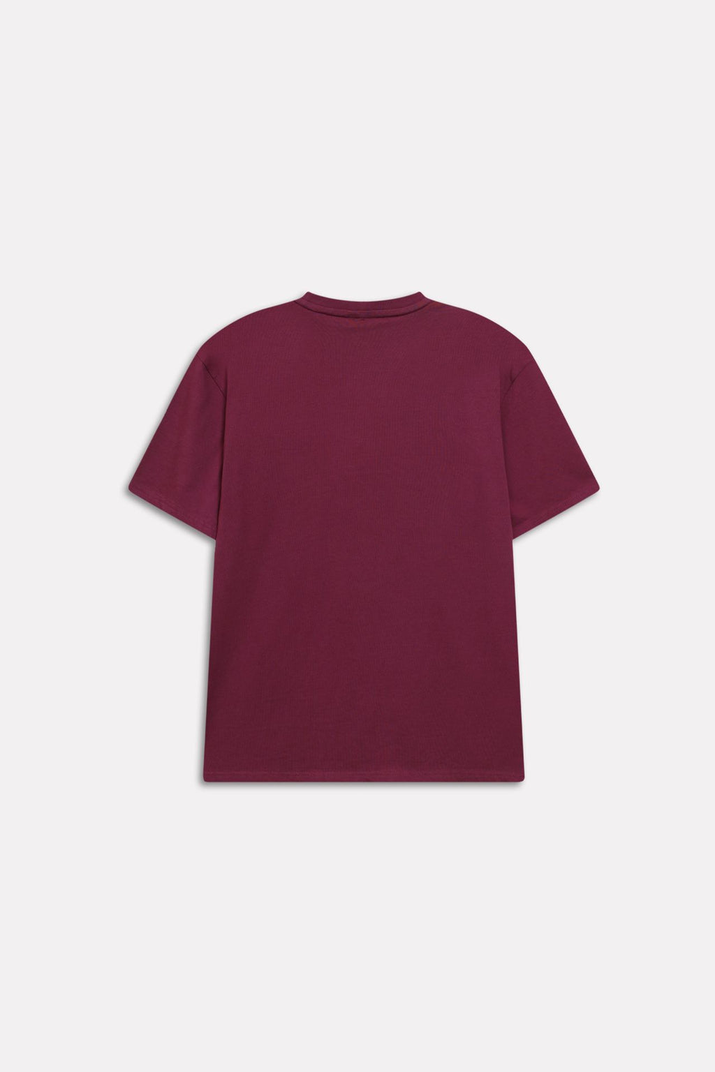 Dark red (burgundy) regular fit crew neck t-shirt, alternate angle, by SOLA Pakistan.