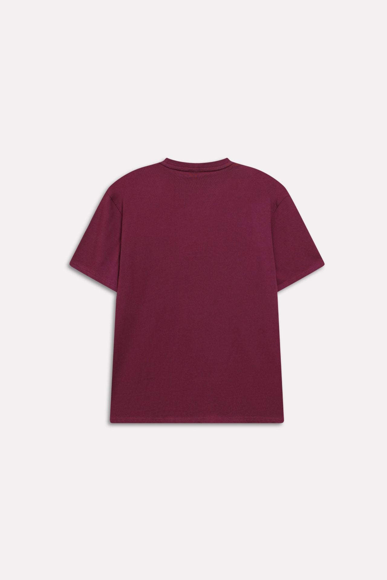 Dark red (burgundy) regular fit crew neck t-shirt, alternate angle, by SOLA Pakistan.
