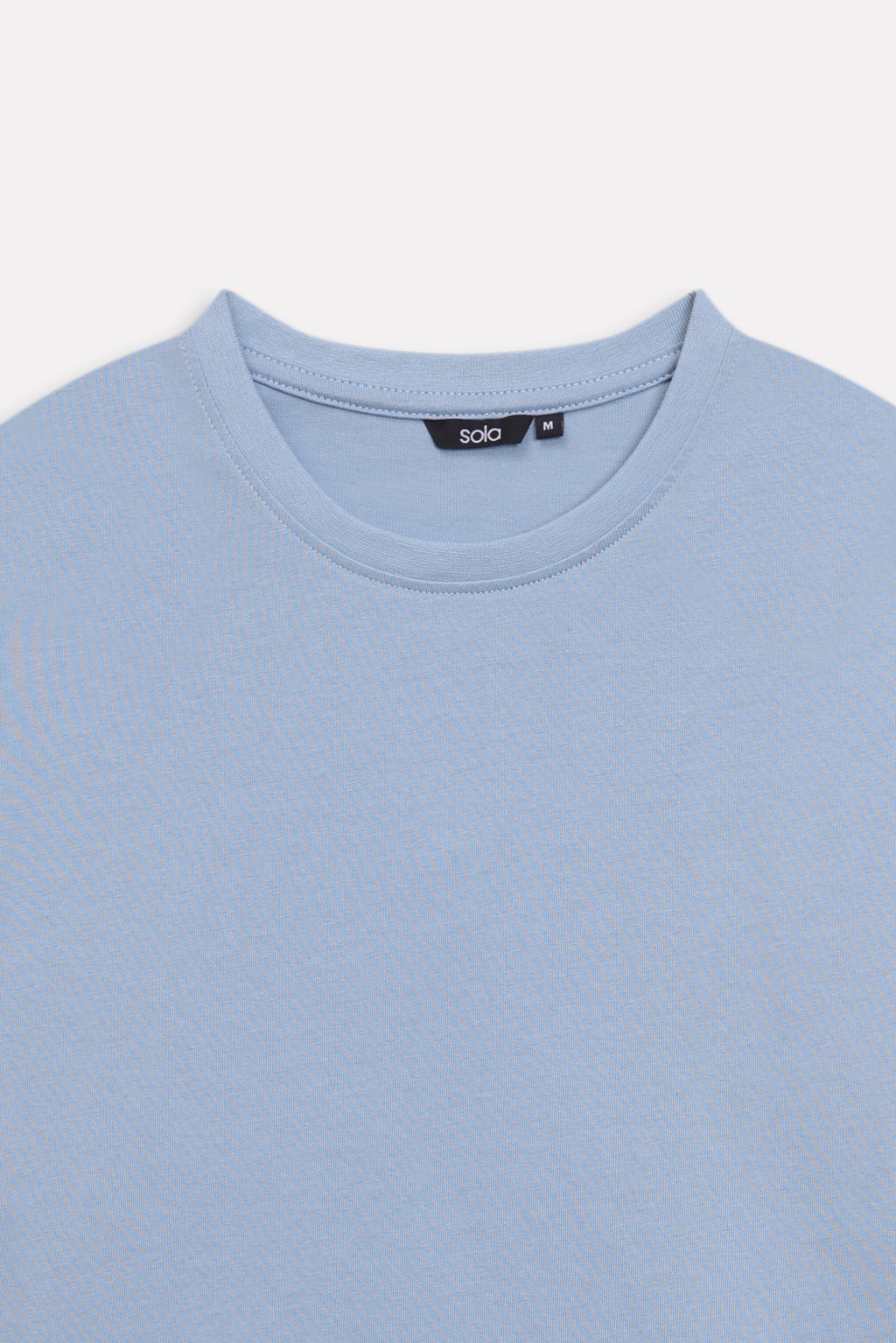 Additional view of the faded blue (faded denim) drop shoulder cotton t-shirt, by SOLA Pakistan.