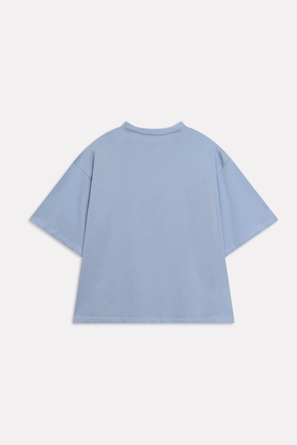 Additional view of the faded blue (faded denim) drop shoulder cotton t-shirt, by SOLA Pakistan.