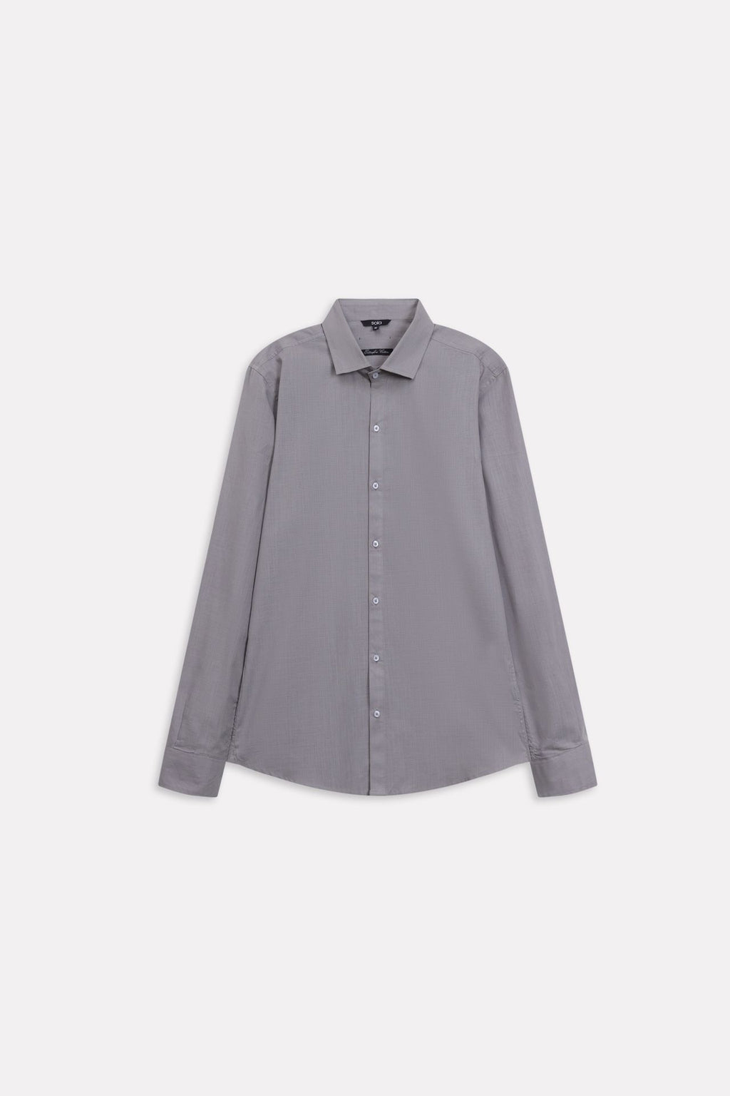 Flat lay of the grey regular fit cotton shirt, by SOLA Pakistan.