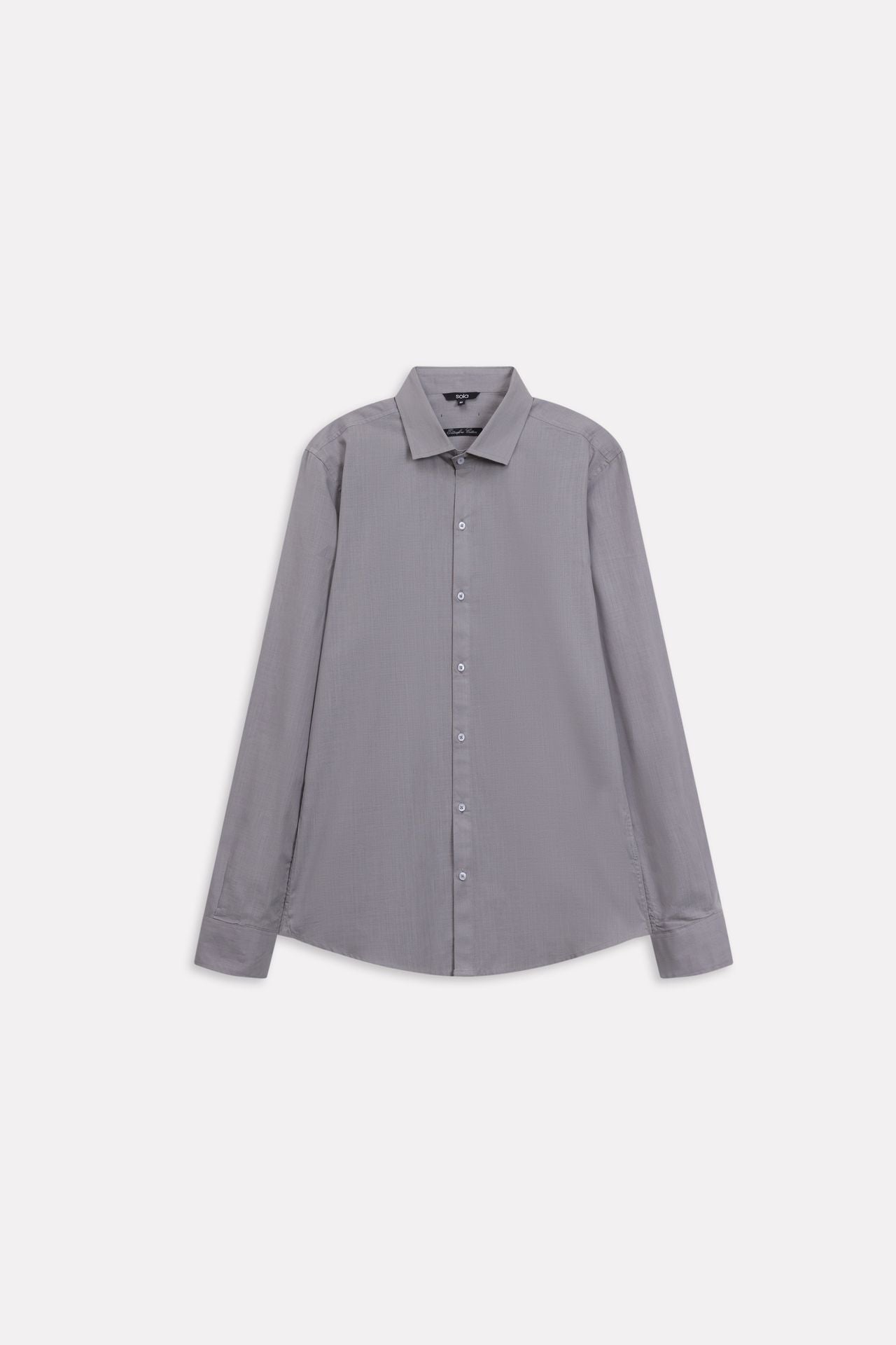 Flat lay of the grey regular fit cotton shirt, by SOLA Pakistan.