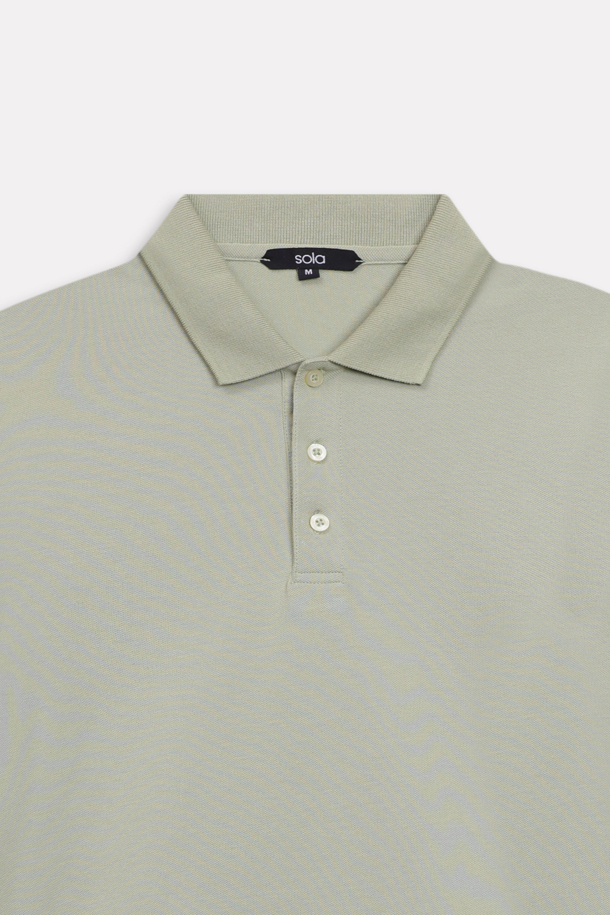 Additional view of the khaki beige (faded khaki) micro-textured cotton pique polo, by SOLA Pakistan.