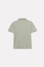 Additional view of the khaki beige (faded khaki) micro-textured cotton pique polo, by SOLA Pakistan.