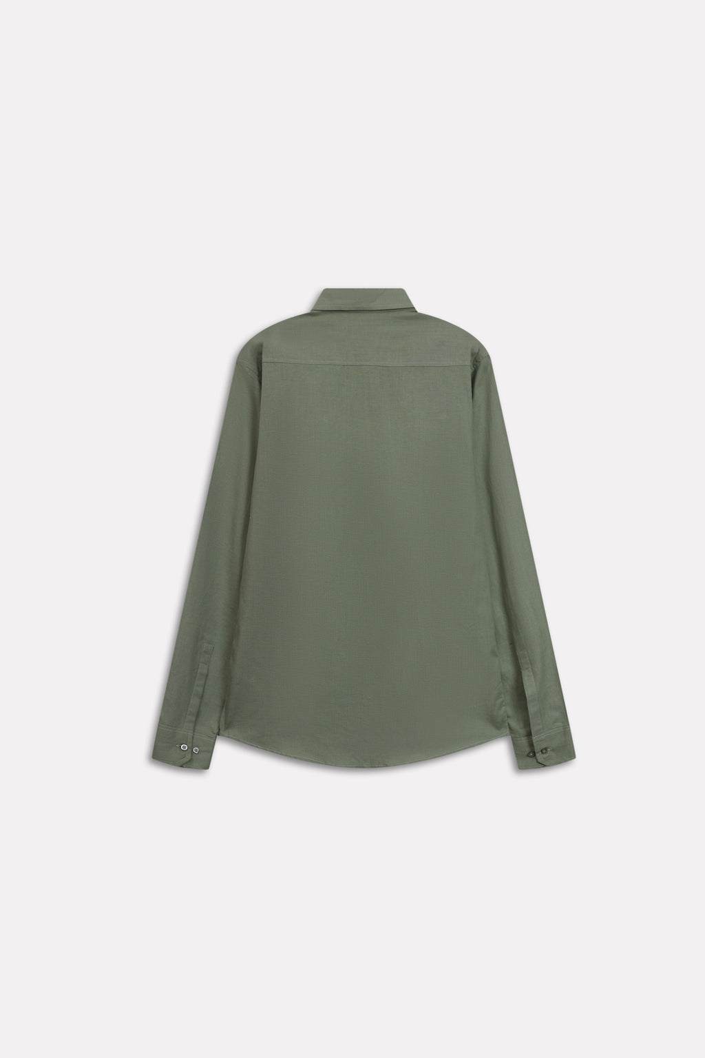 Additional view of the khaki green relaxed cotline shirt, by SOLA Pakistan.