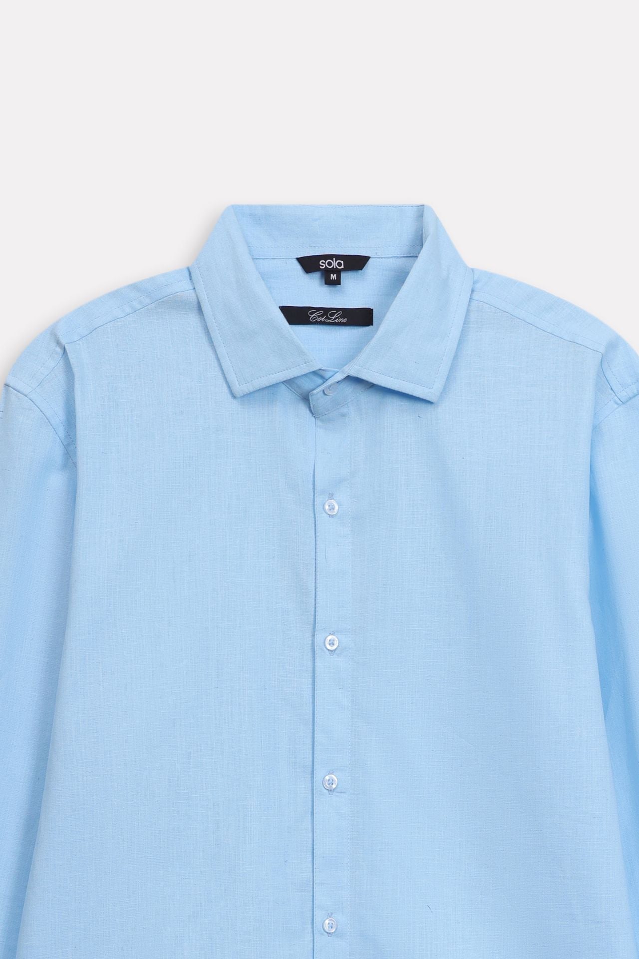 Additional view of the light blue premium cotline shirt, by SOLA Pakistan.