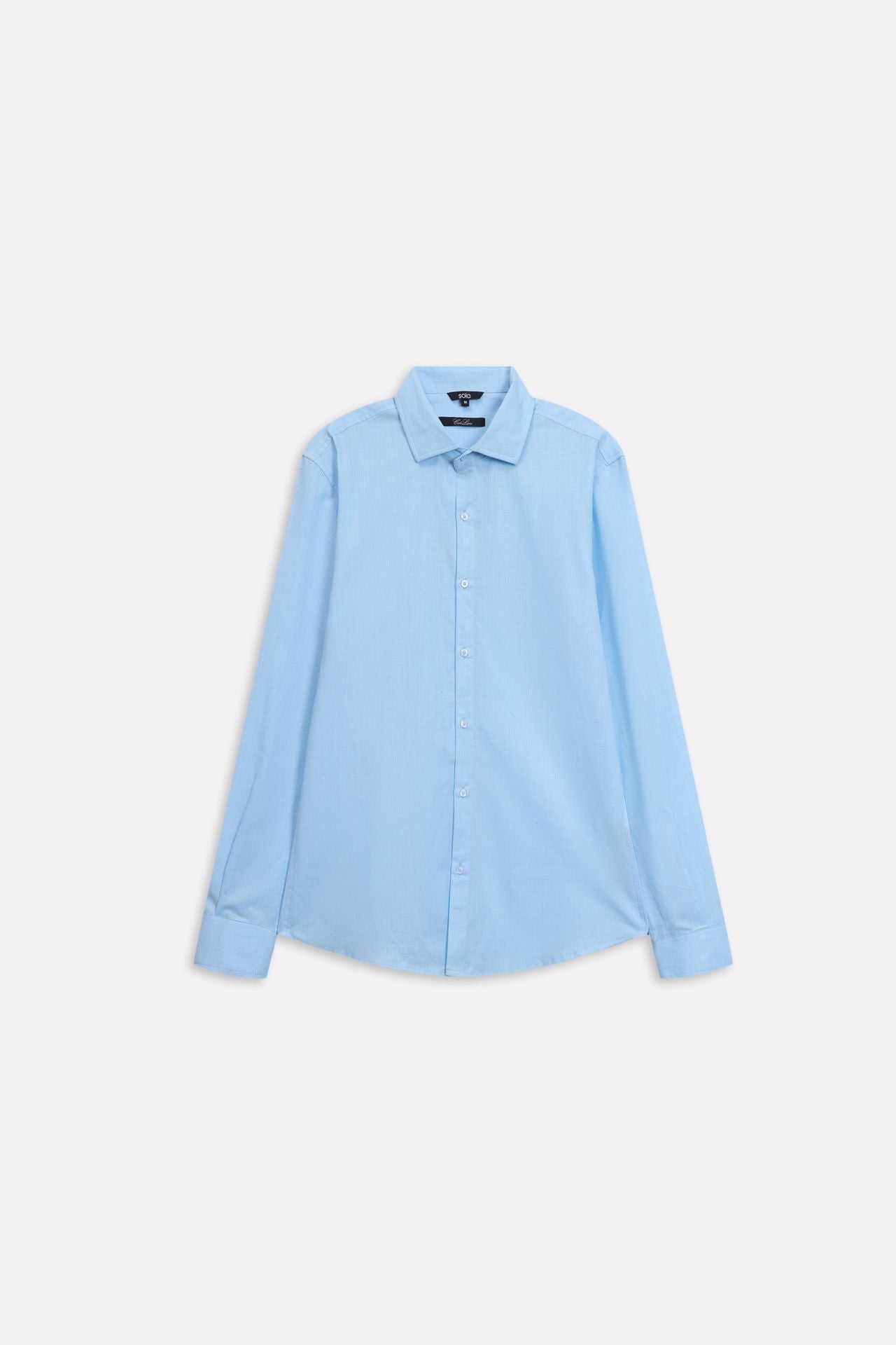 Light blue premium cotline shirt, alternate angle, by SOLA Pakistan.