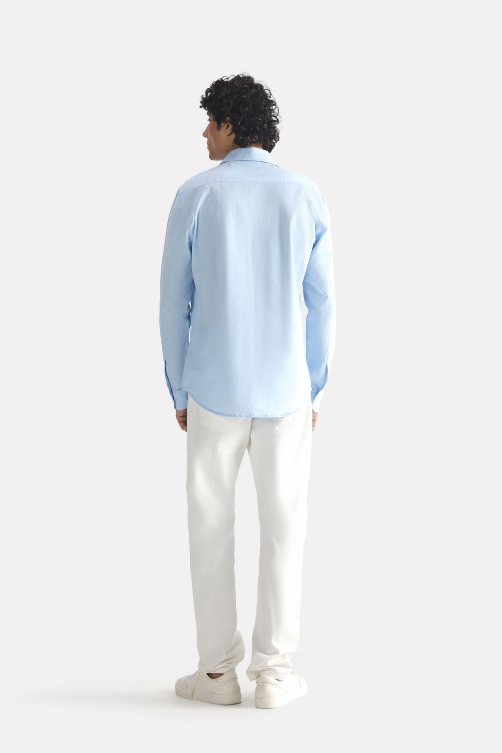 Flat lay of the light blue premium cotline shirt, by SOLA Pakistan.