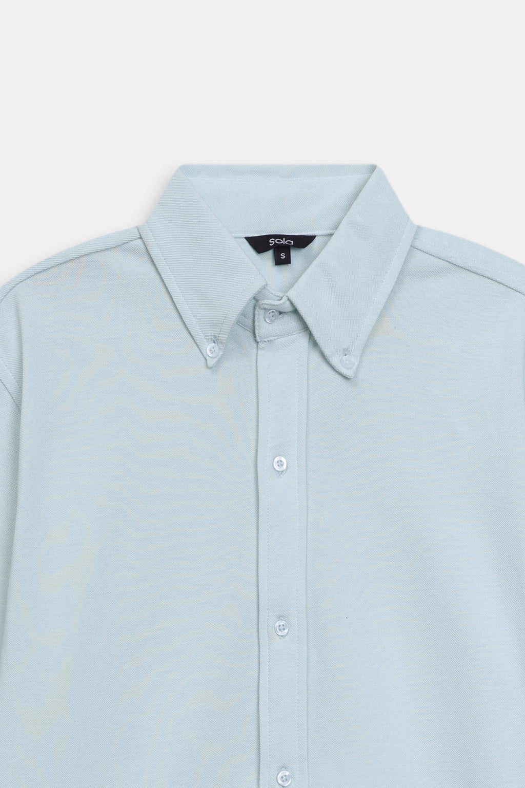 Additional view of the light blue regular fit pique shirt, by SOLA Pakistan.
