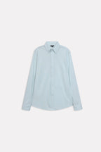 Light blue regular fit pique shirt, alternate angle, by SOLA Pakistan.