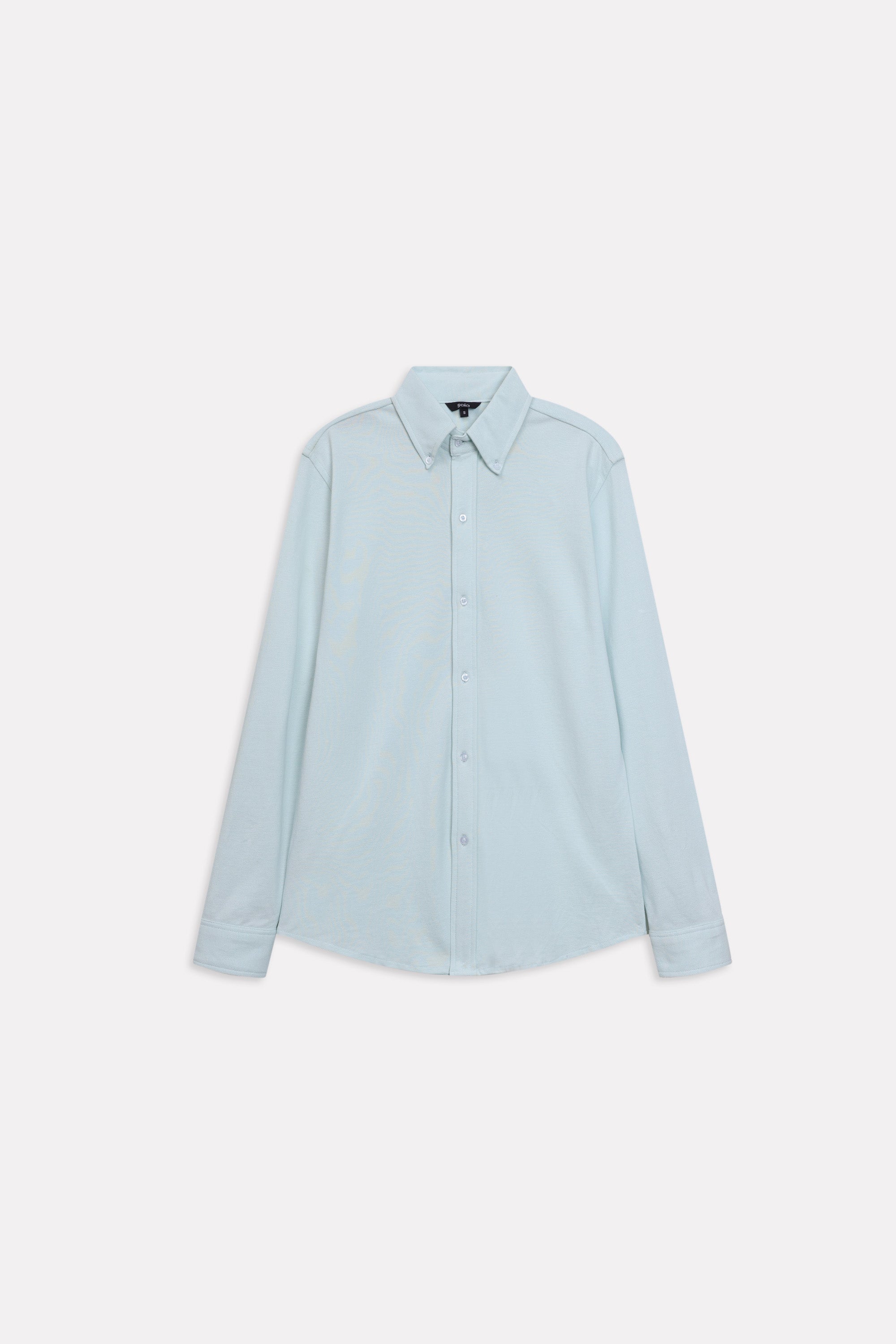 Light blue regular fit pique shirt, alternate angle, by SOLA Pakistan.