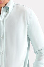 Flat lay of the light blue regular fit pique shirt, by SOLA Pakistan.