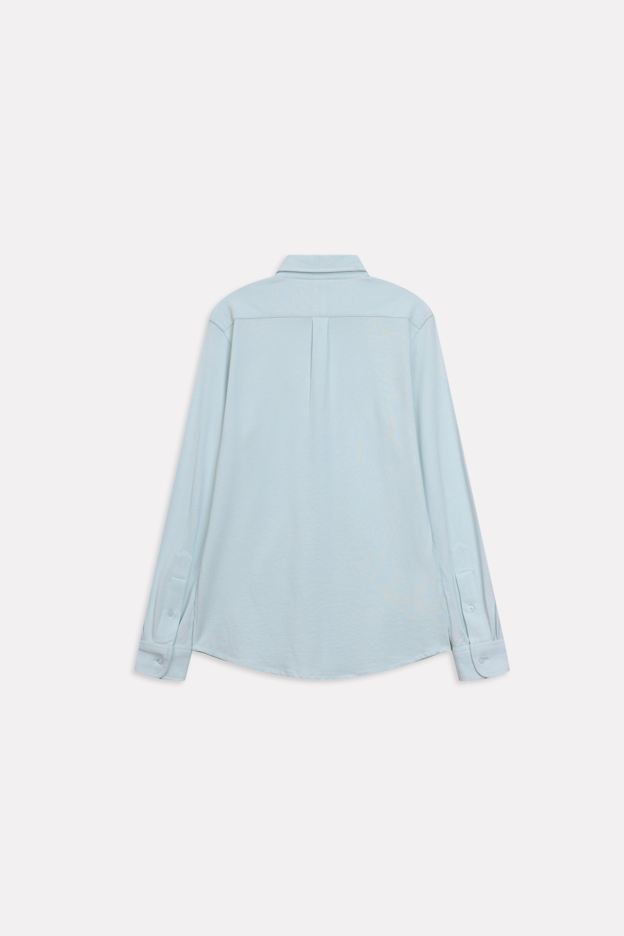 Texture and fabric detail, light blue regular fit pique shirt, by SOLA Pakistan.