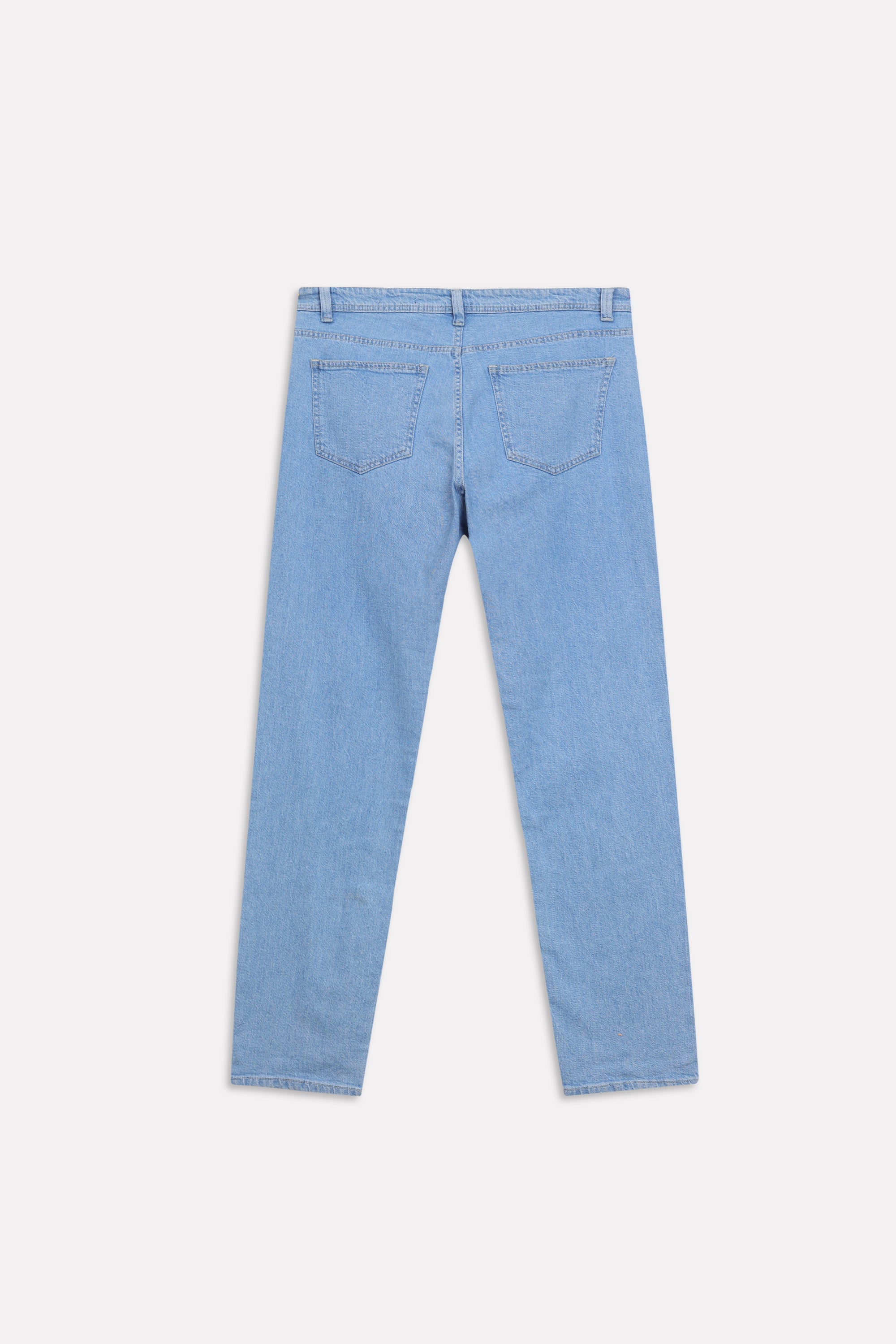 Flat lay of the light blue signature regular fit jeans, by SOLA Pakistan.