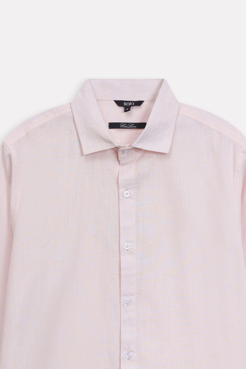 Additional view of the light pink relaxed cotline shirt, by SOLA Pakistan.