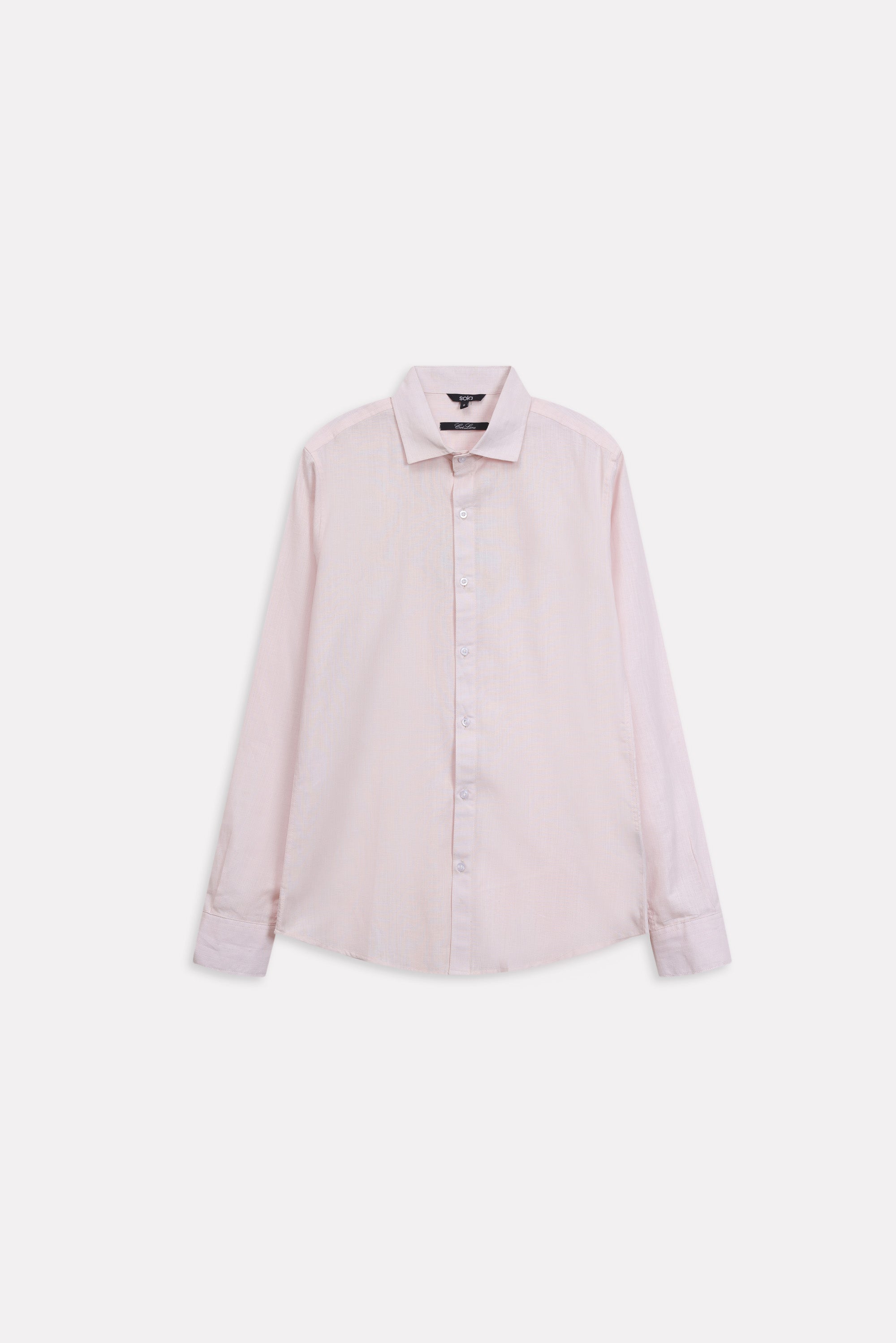 Light pink relaxed cotline shirt, alternate angle, by SOLA Pakistan.