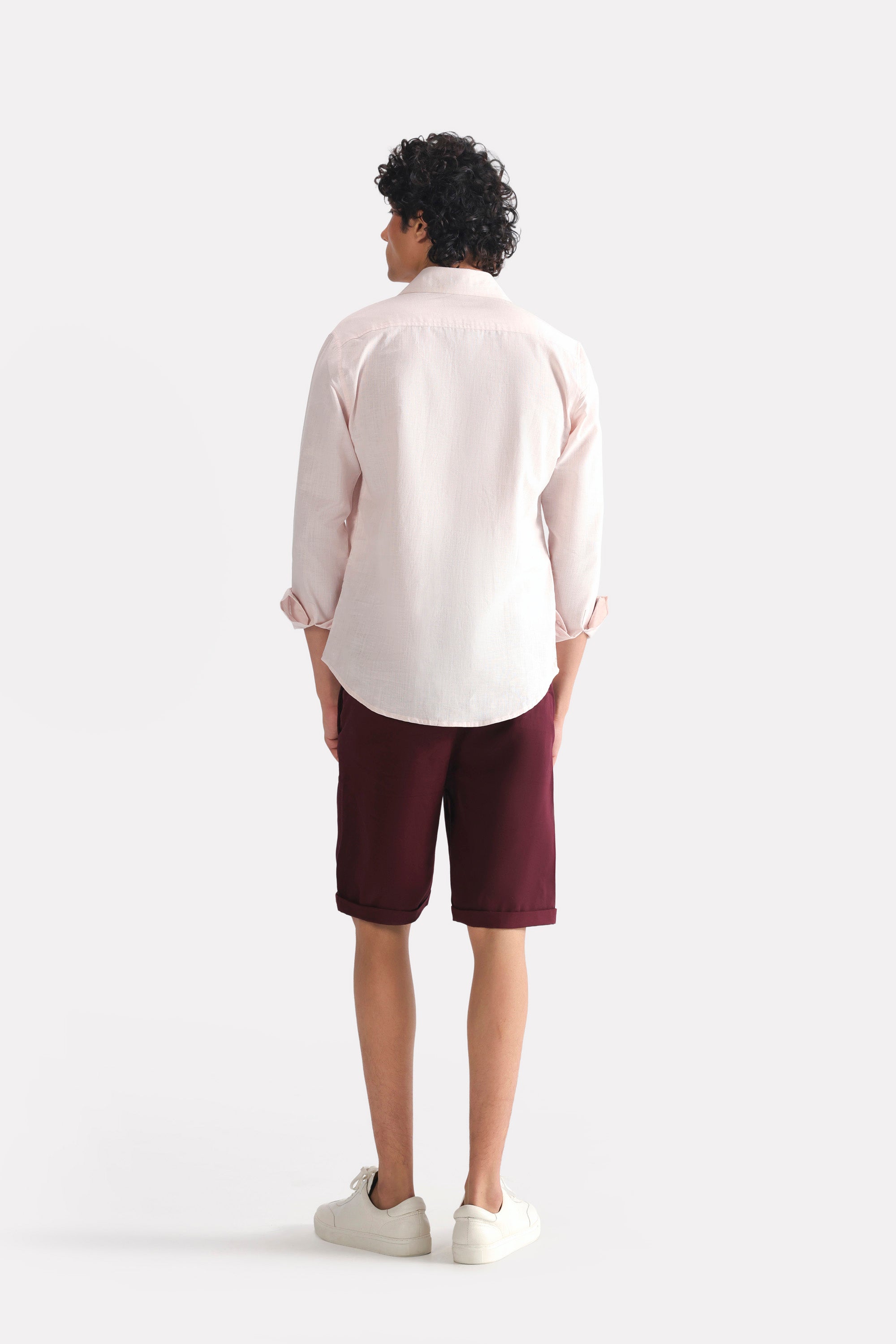 Flat lay of the light pink relaxed cotline shirt, by SOLA Pakistan.