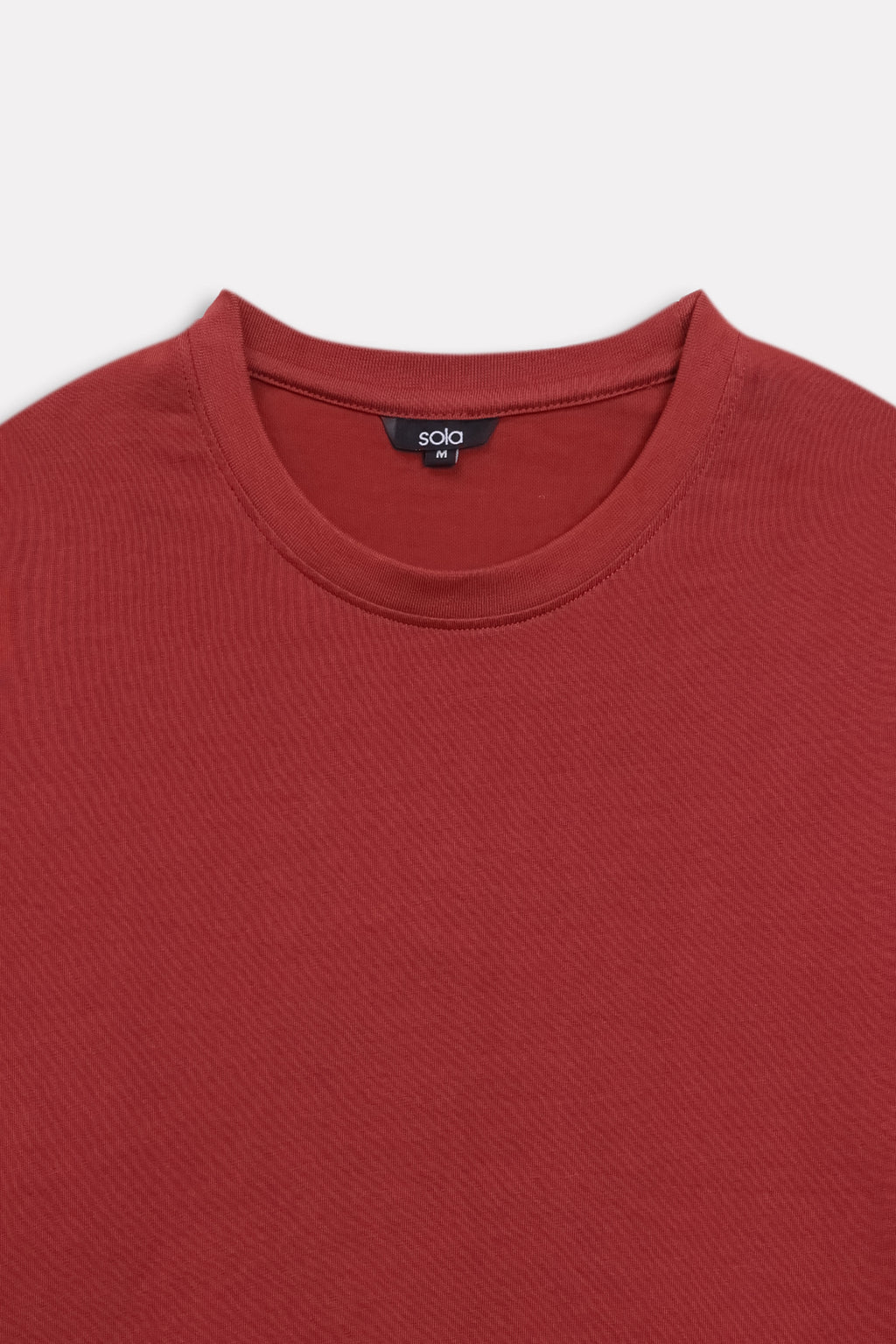 Additional view of the matt red drop shoulder cotton t-shirt, by SOLA Pakistan.
