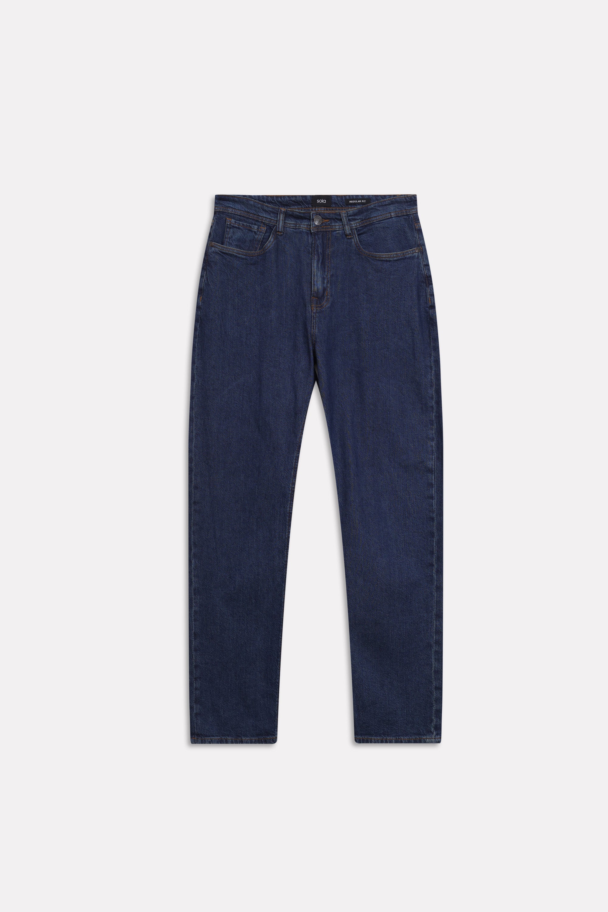 Mid blue signature regular fit jeans, alternate angle, by SOLA Pakistan.