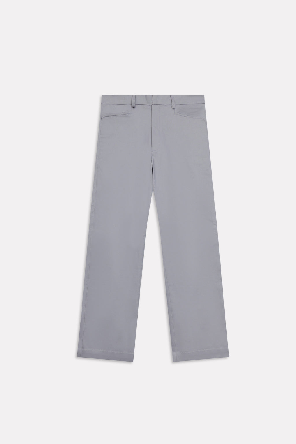 Mid grey straight fit cotton trouser, alternate angle, by SOLA Pakistan.