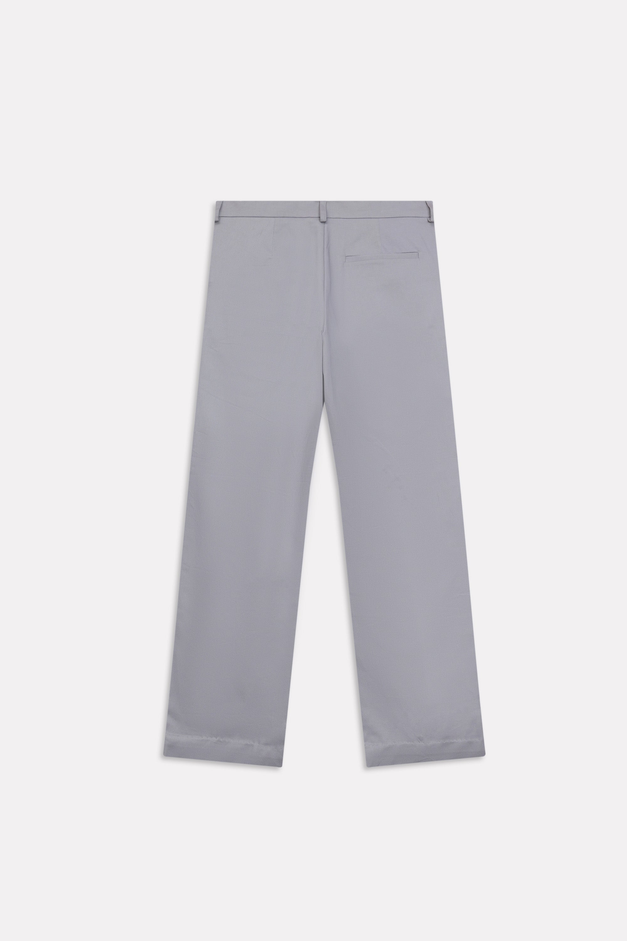 Flat lay of the mid grey straight fit cotton trouser, by SOLA Pakistan.