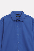 Additional view of the navy blue relaxed cotline shirt, by SOLA Pakistan.