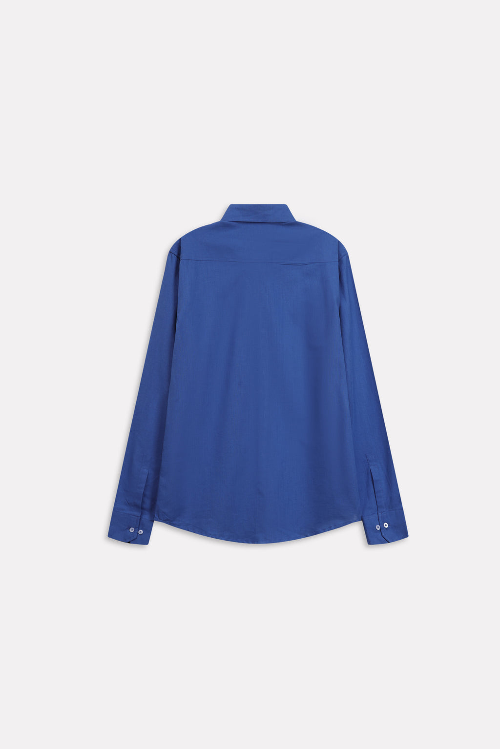 Texture and fabric detail, navy blue relaxed cotline shirt, by SOLA Pakistan.