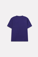 Texture and fabric detail, navy drop shoulder cotton t-shirt, by SOLA Pakistan.