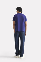 Navy regular fit crew neck t-shirt, alternate angle, by SOLA Pakistan.