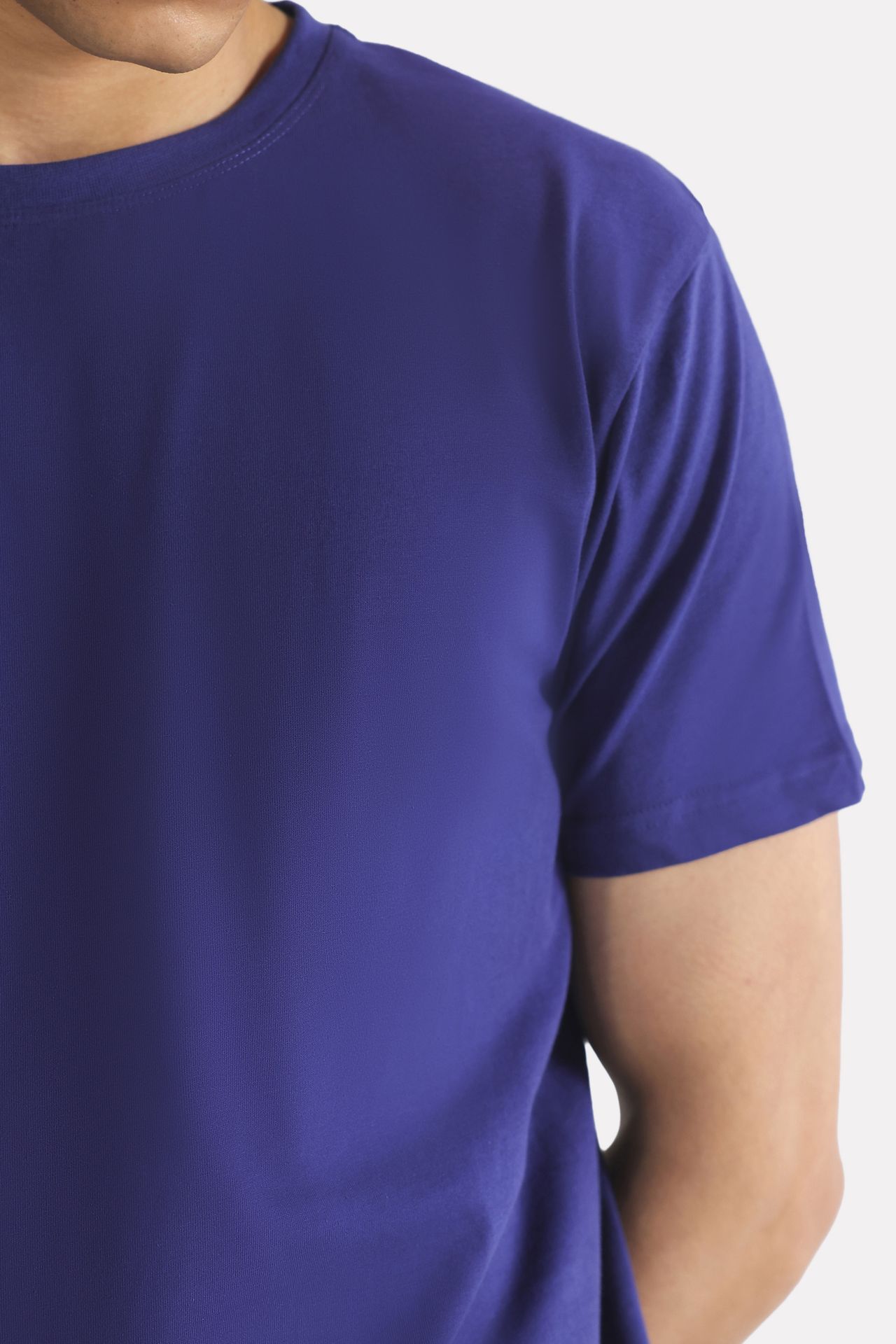Flat lay of the navy regular fit crew neck t-shirt, by SOLA Pakistan.